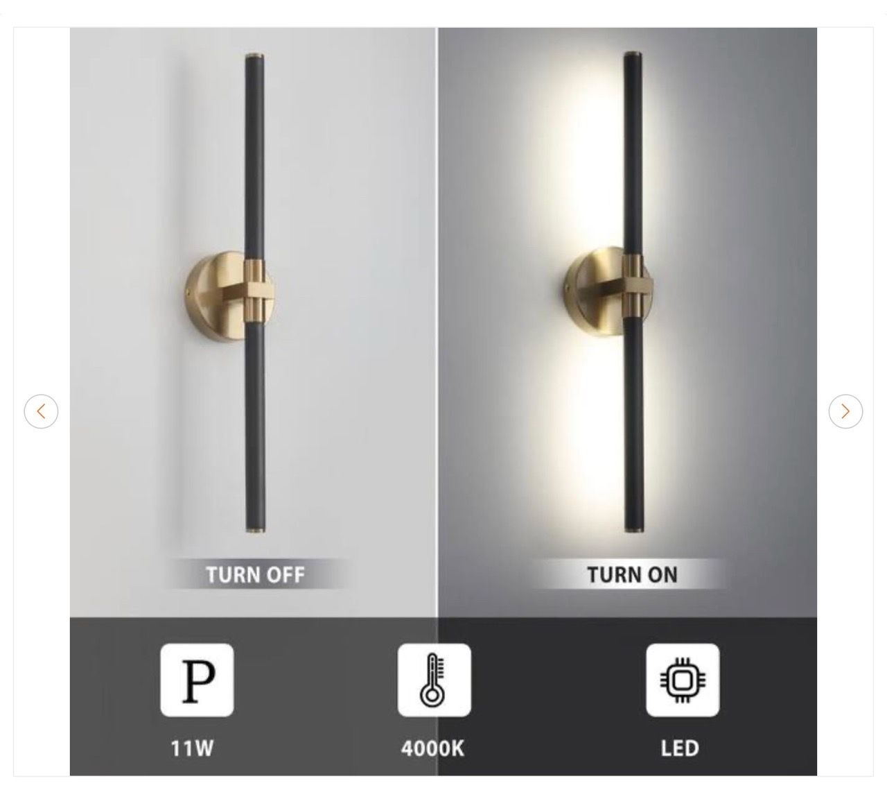 23.44 in. 2-Light Black and Gold LED Bathroom Vanity Light - photo 4