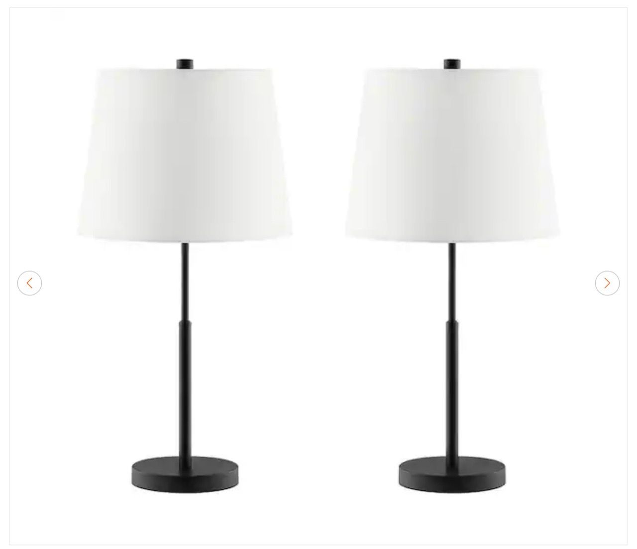 Hampton Bay Warrington 24.5 in. Black Table Lamp Set (2) - photo 2