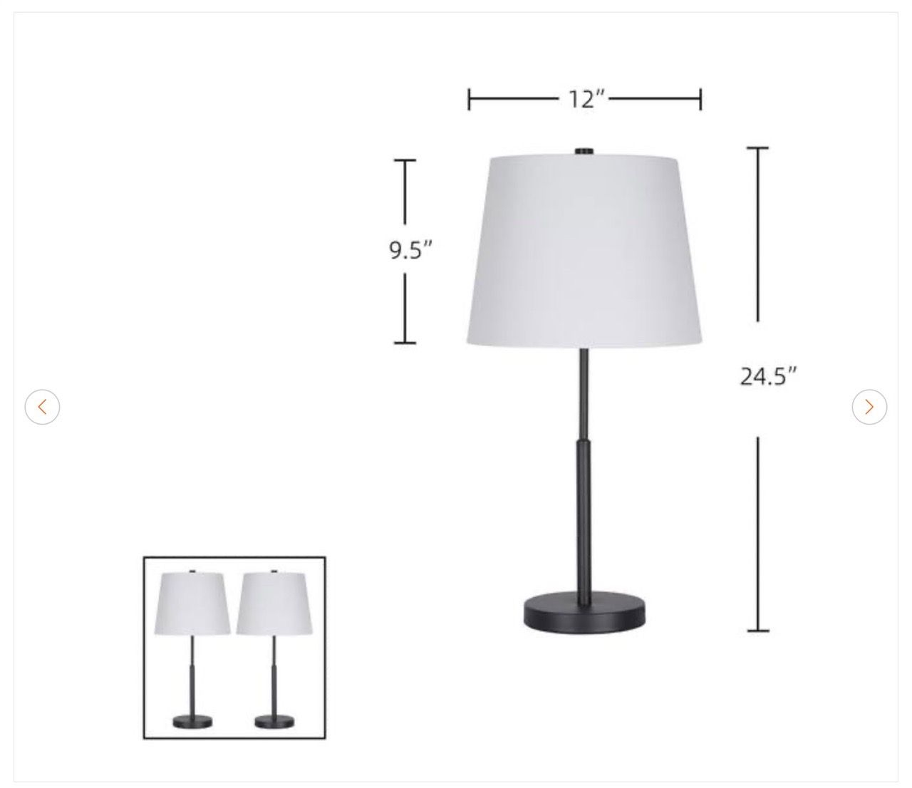 Hampton Bay Warrington 24.5 in. Black Table Lamp Set (2) - photo 5