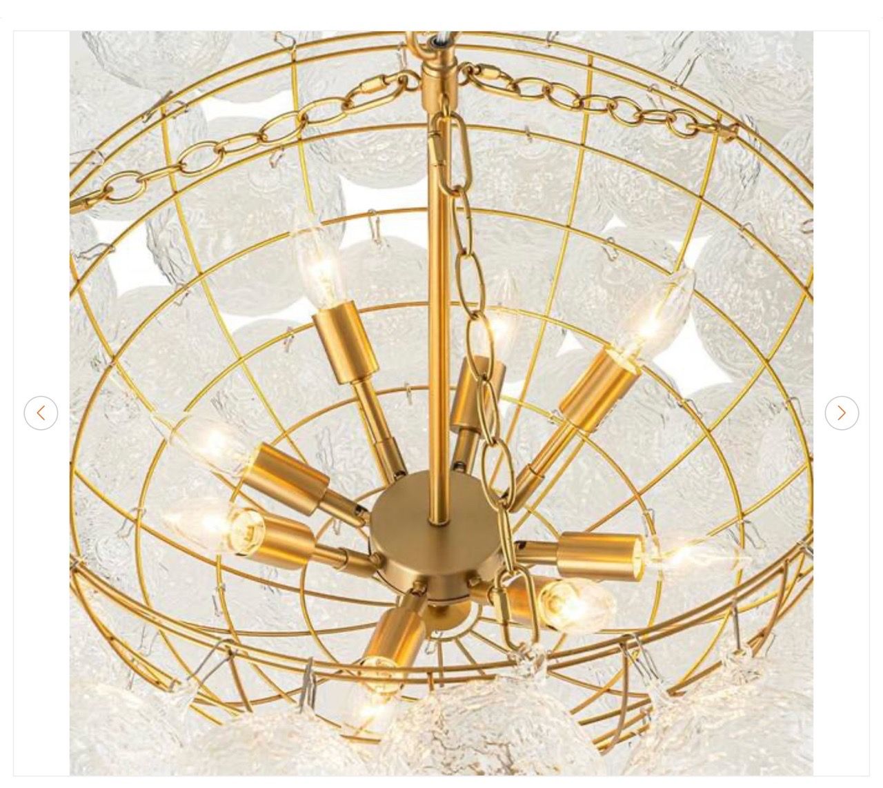 8 Light Brushed Gold Nordic Modern Bubble Ball Chandelier - photo 2