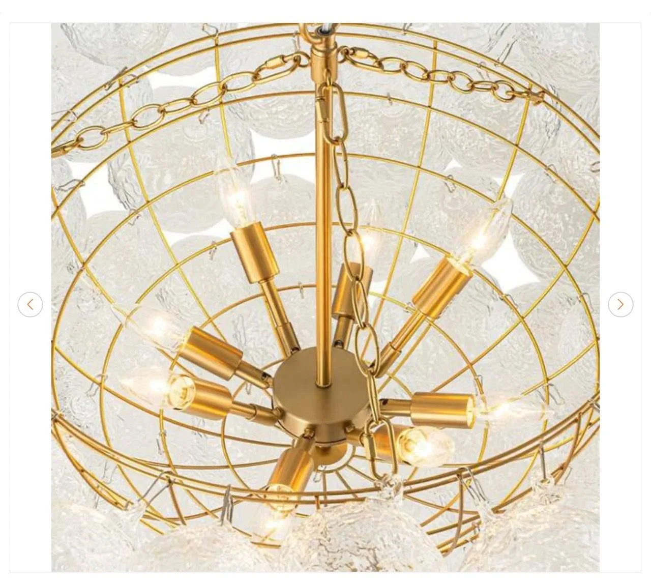 8 Light Brushed Gold Nordic Modern Bubble Ball Chandelier - photo 2