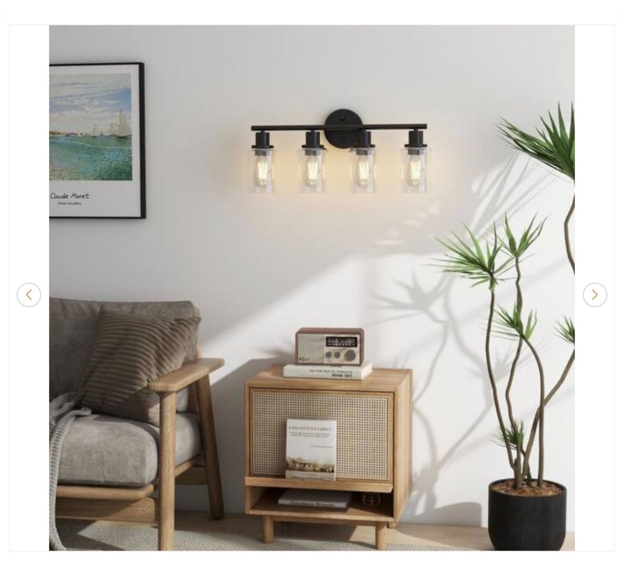 23.09 in. 4-Light Matte Black Bathroom Vanity Light - New - photo 3