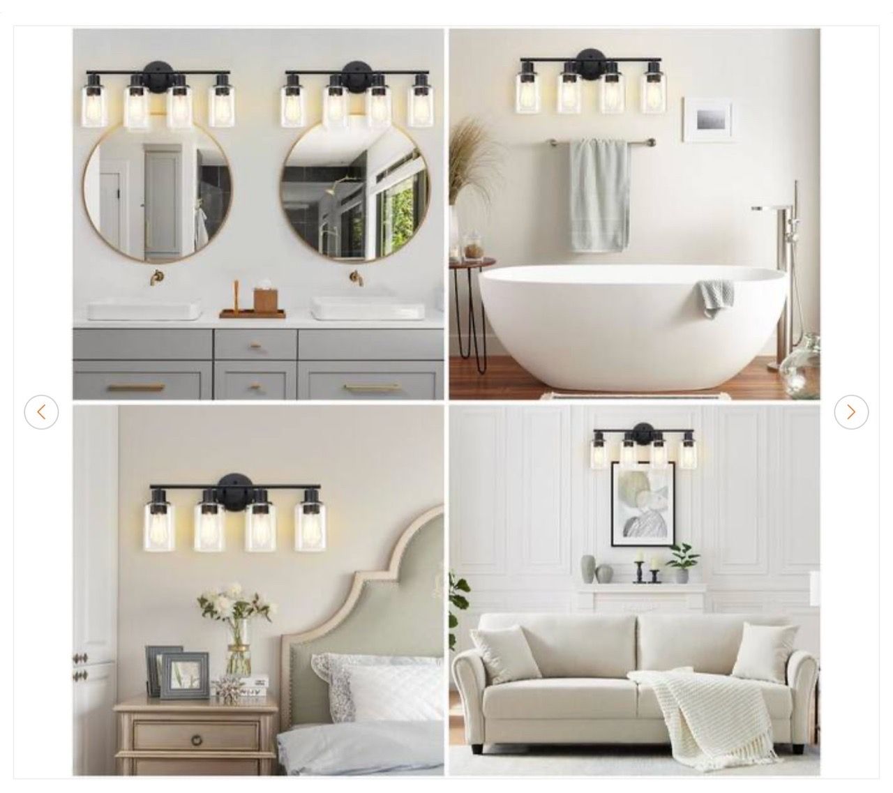 23.09 in. 4-Light Matte Black Bathroom Vanity Light - New - photo 5