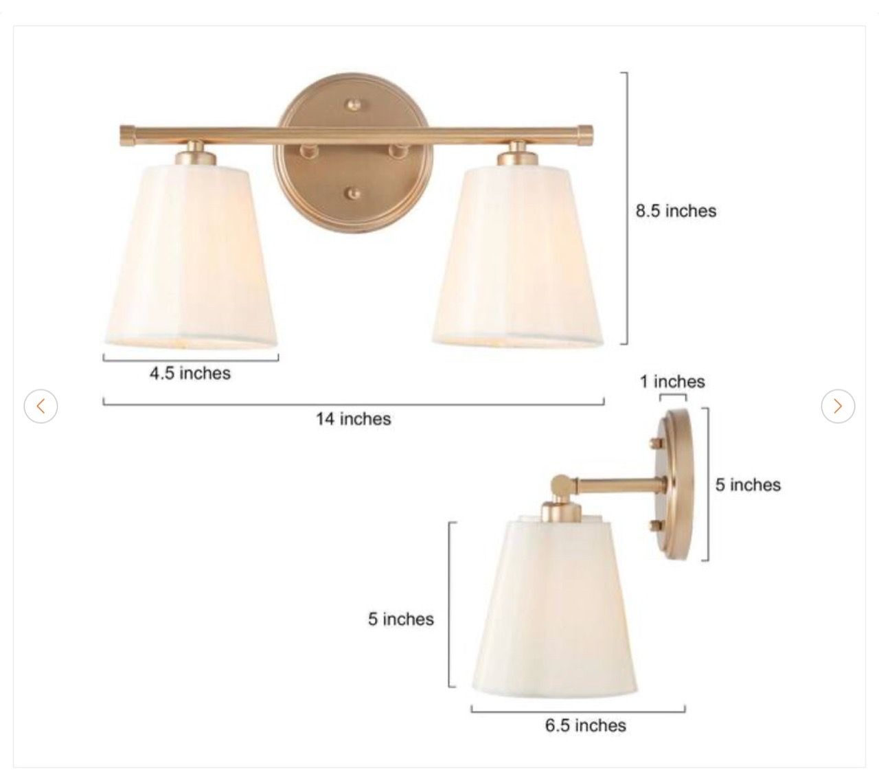 Modern Farmhouse Gold Bathroom Wall Sconce 2-Light - photo 4
