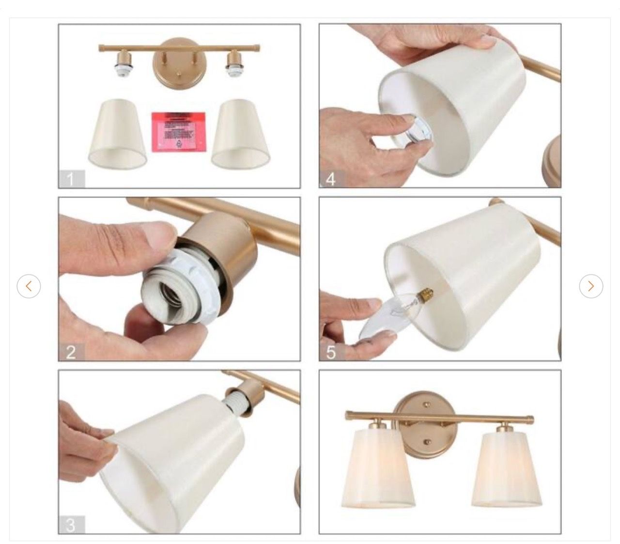 Modern Farmhouse Gold Bathroom Wall Sconce 2-Light - photo 5