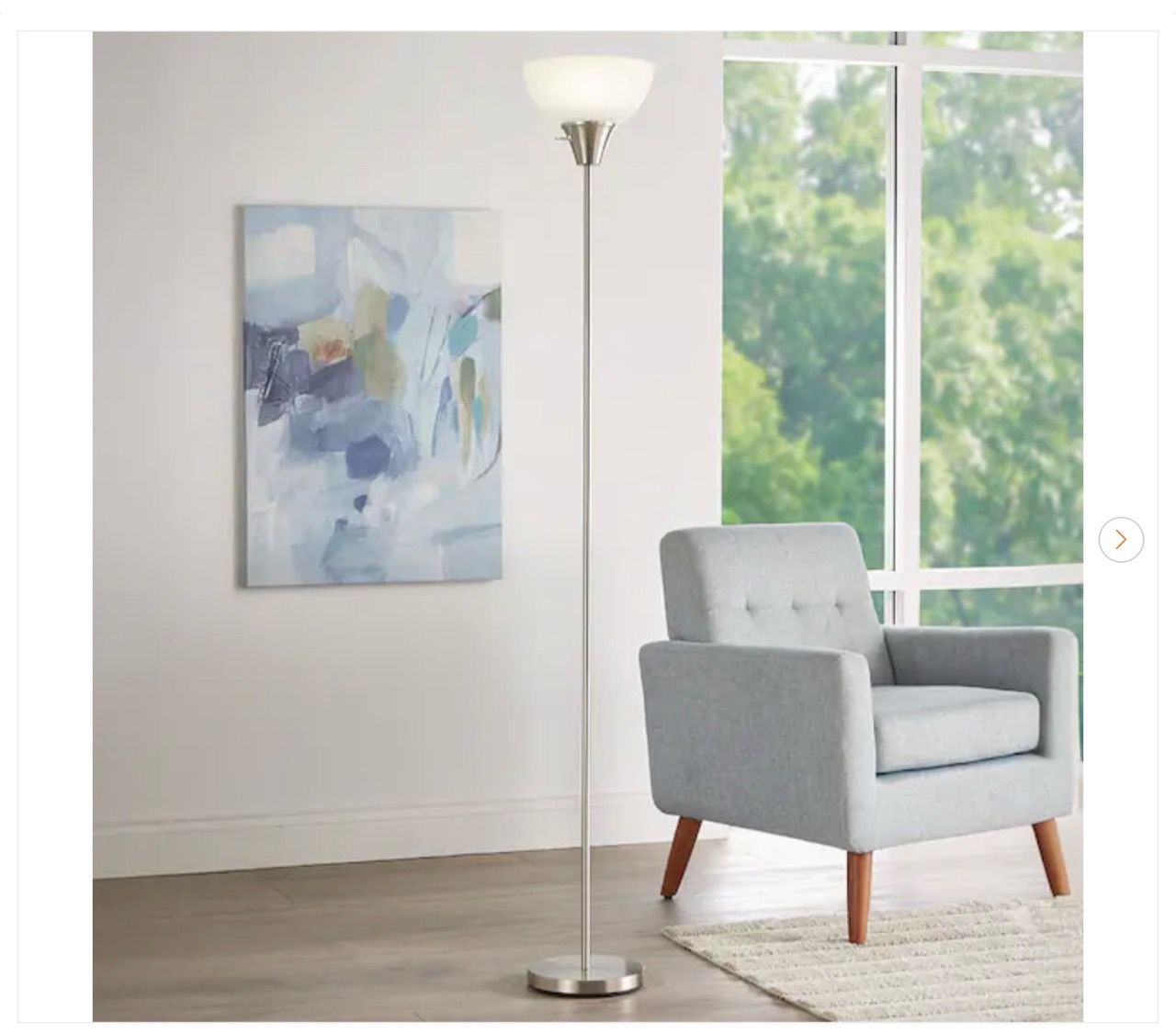 Hampton Bay 70 in. Brushed Nickel 1-Light Torchiere Floor Lamp -