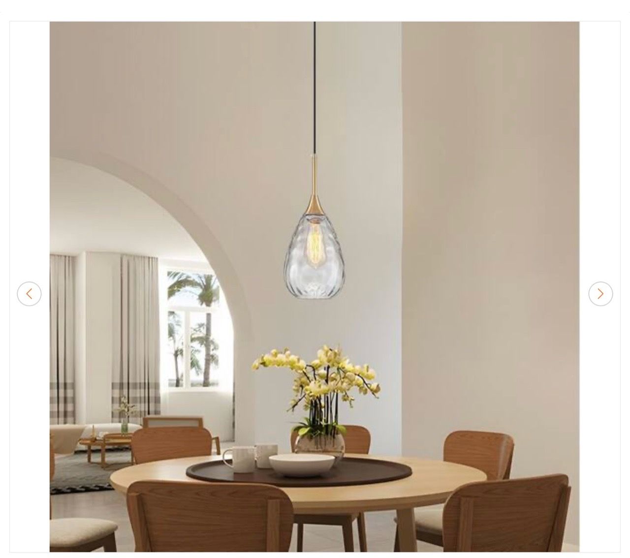 6.3 in. Gold Pendant Light with Clear Water Ripple Shade - photo 2