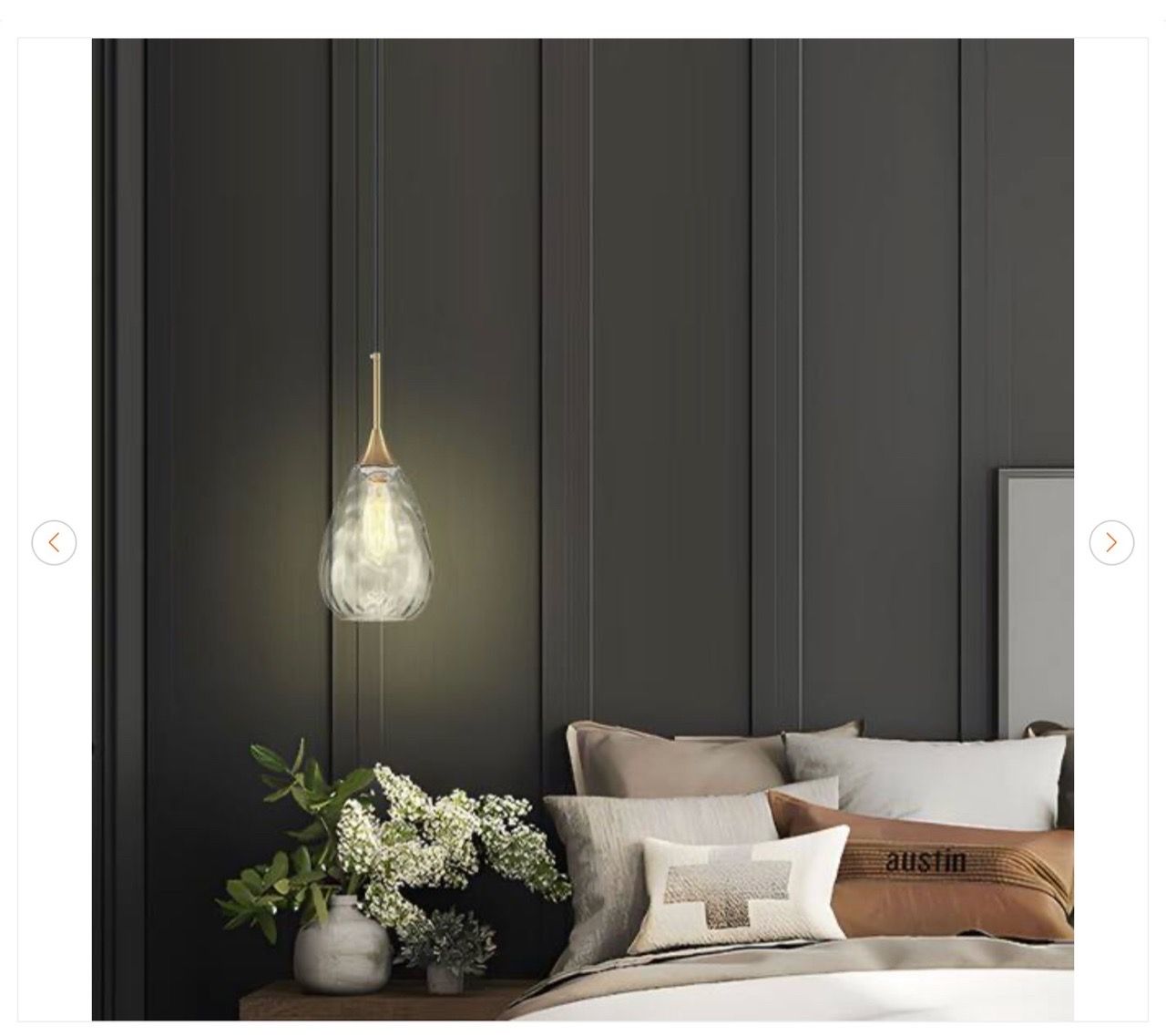 6.3 in. Gold Pendant Light with Clear Water Ripple Shade - photo 3