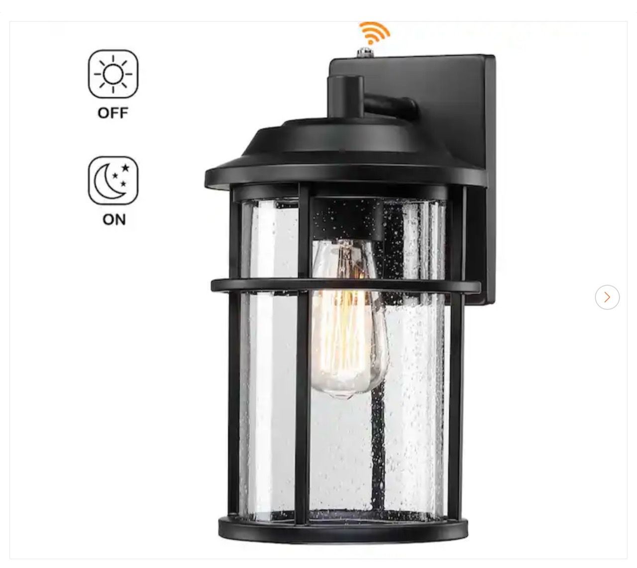2-Pack 1-Light Black Dusk to Dawn Outdoor Wall Sconces