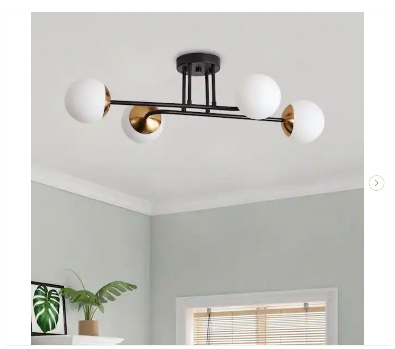 28 in. Modern 4-Light Black and Gold Sputnik Chandelier