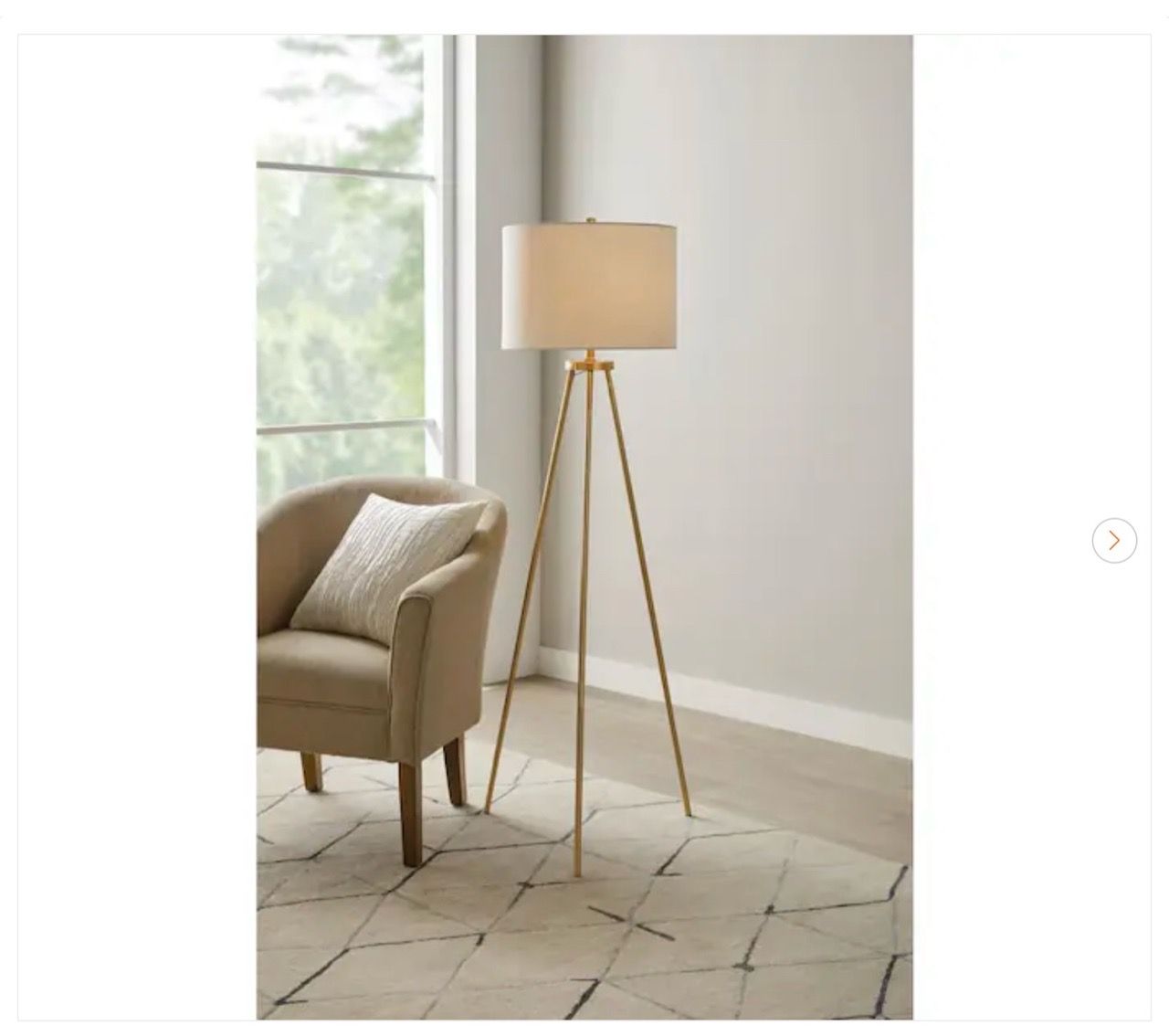 Hampton Bay Quinby 58 in. Gold Tripod Floor Lamp - New