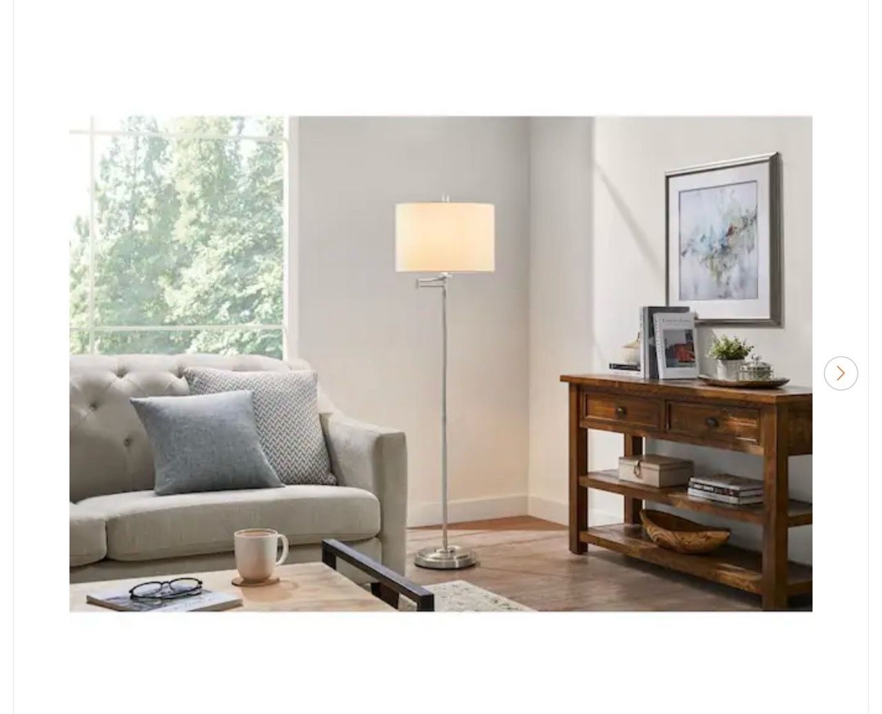 Hampton Bay Loring Brushed Nickel Swing Arm Floor Lamp - New