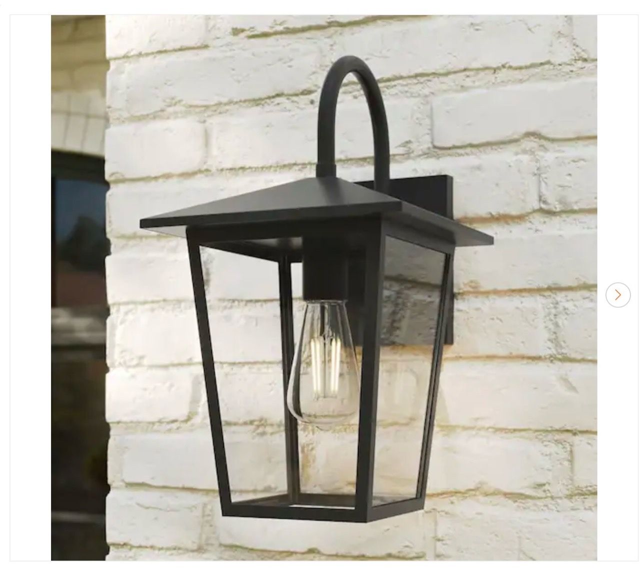 Hampton Bay Rosebrook 16 in. Black Outdoor Wall Lantern - New