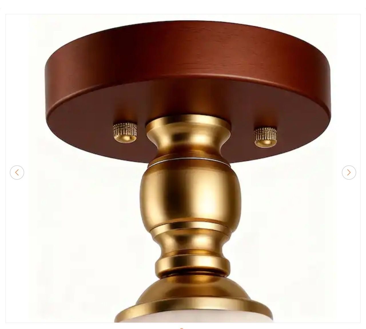 9 in. 1-Light Bowl Brushed Brass Semi-Flush Mount Ceiling Light - photo 4
