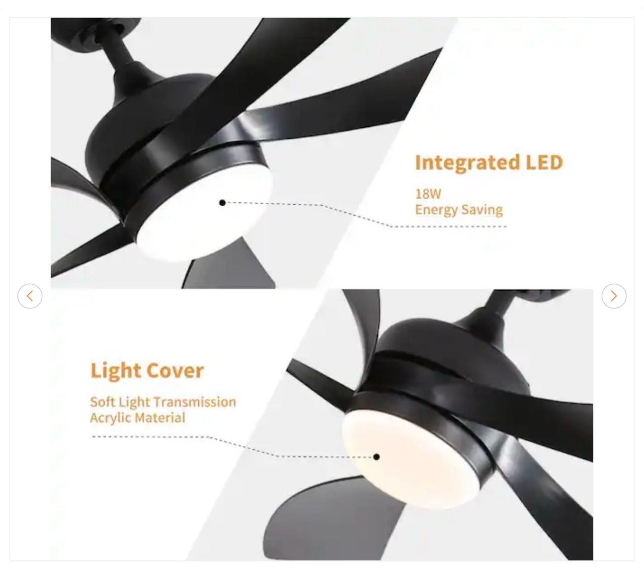 45 in. Integrated LED Indoor Black Downrod Ceiling Fan - photo 4