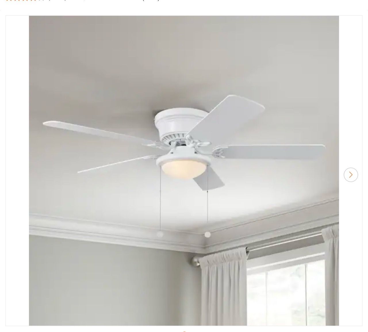 Hampton Bay Hugger 52 in. LED Indoor White Ceiling Fan - New