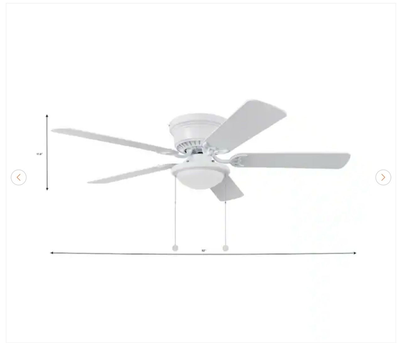 Hampton Bay Hugger 52 in. LED Indoor White Ceiling Fan - New - photo 4