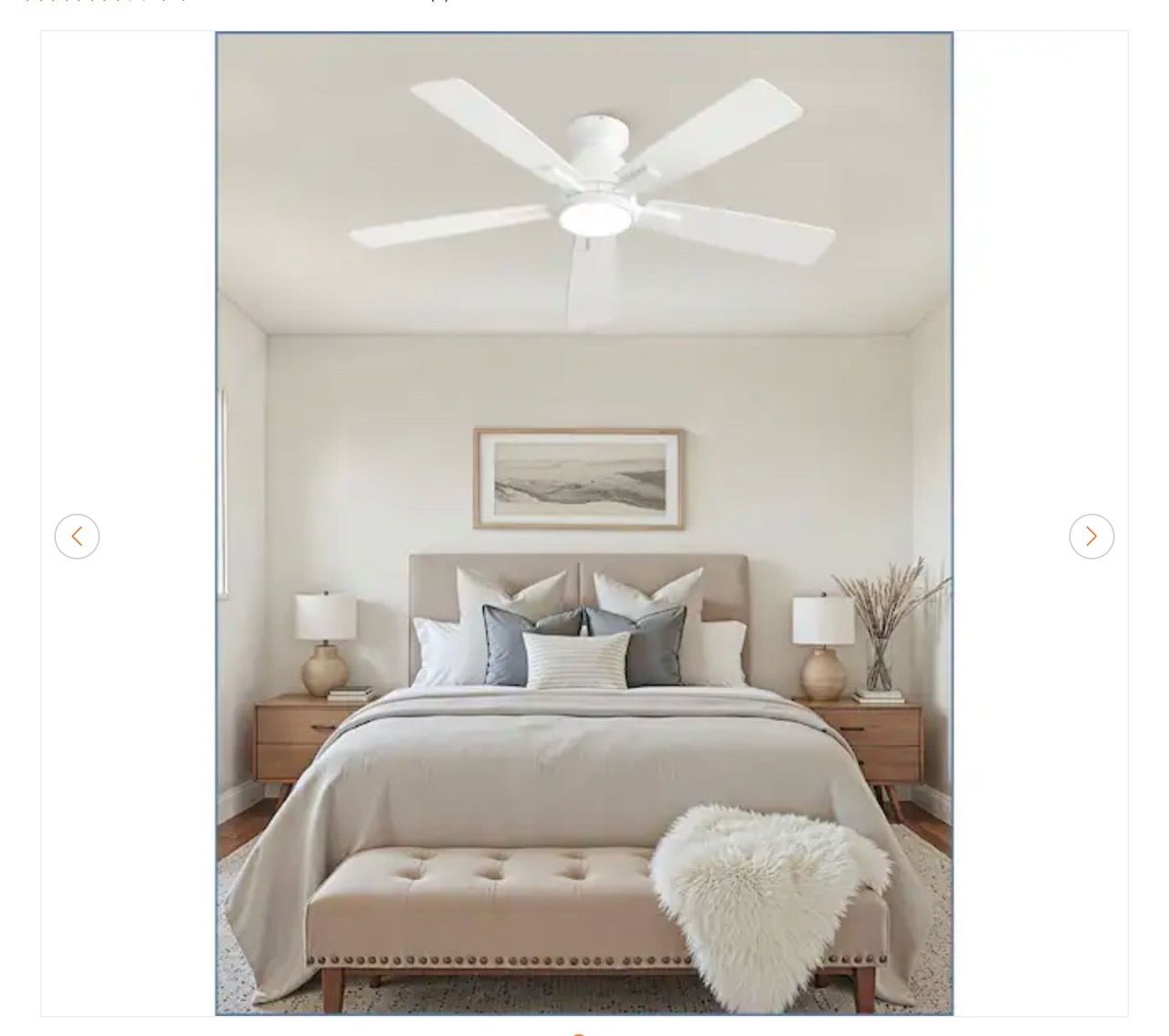 46 in. White Modern Low Profile LED 6-Speed Ceiling Fan - photo 2
