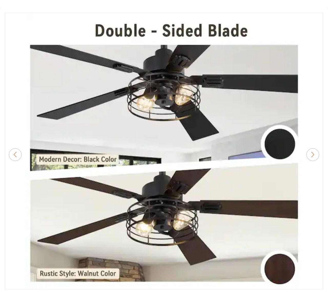 42 in. Indoor Black Farmhouse Ceiling Fan with Light & Remote - photo 2