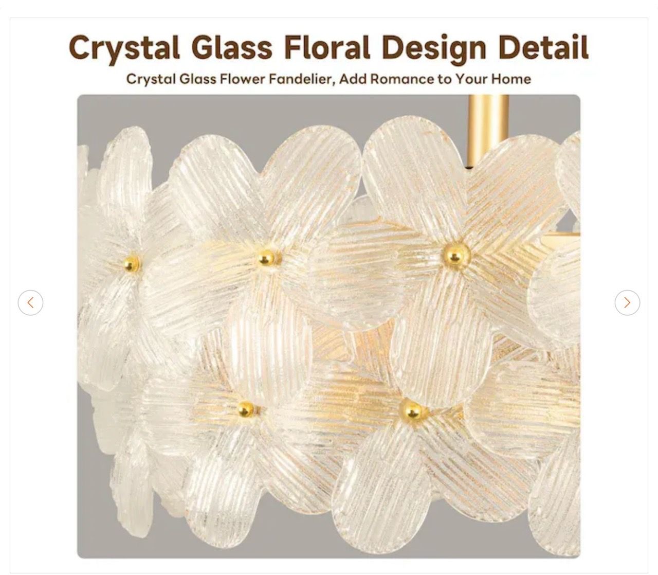 22 in. Gold Glass Flower Caged Fandelier with Remote - photo 4