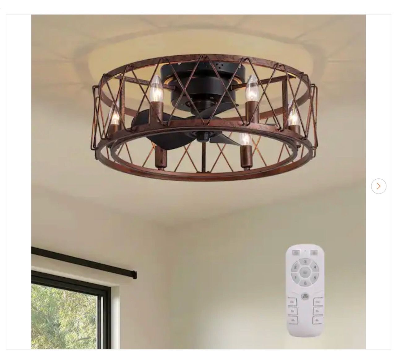 20 in. Indoor Farmhouse Black Caged Ceiling Fan with Lights