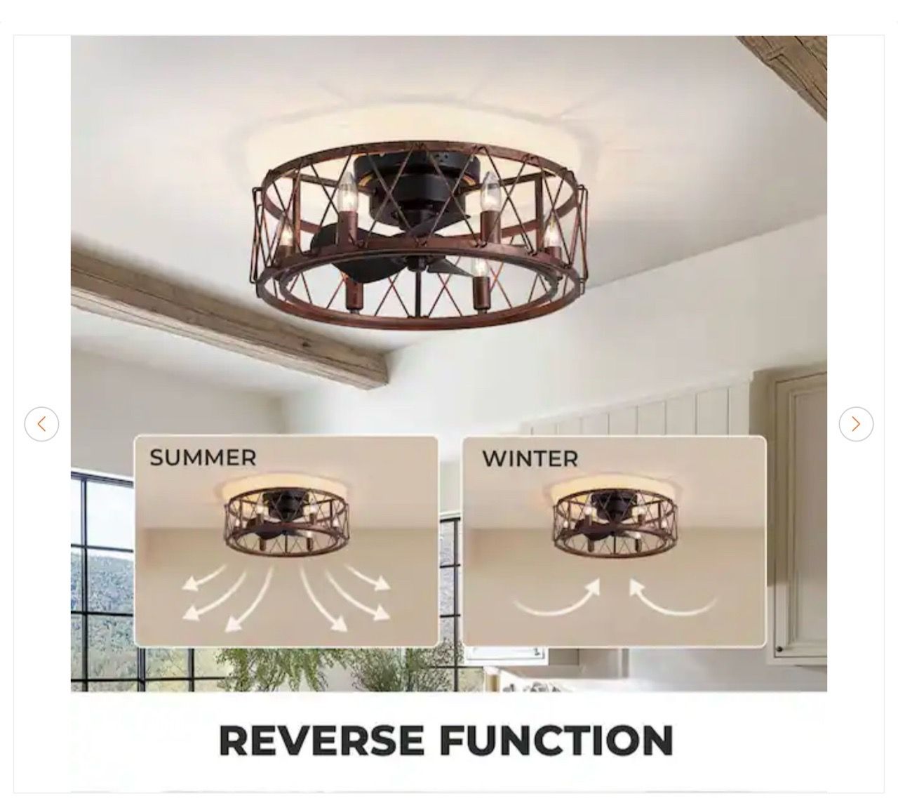 20 in. Indoor Farmhouse Black Caged Ceiling Fan with Lights - photo 5