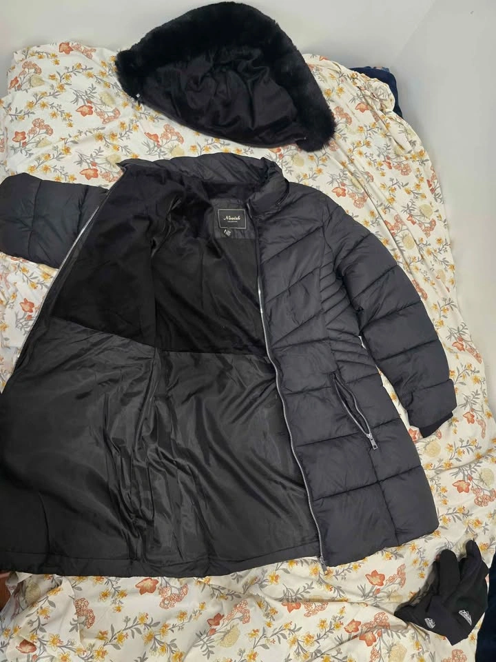Black Puffer Coat with Faux Fur Hood (Detachable) - photo 2