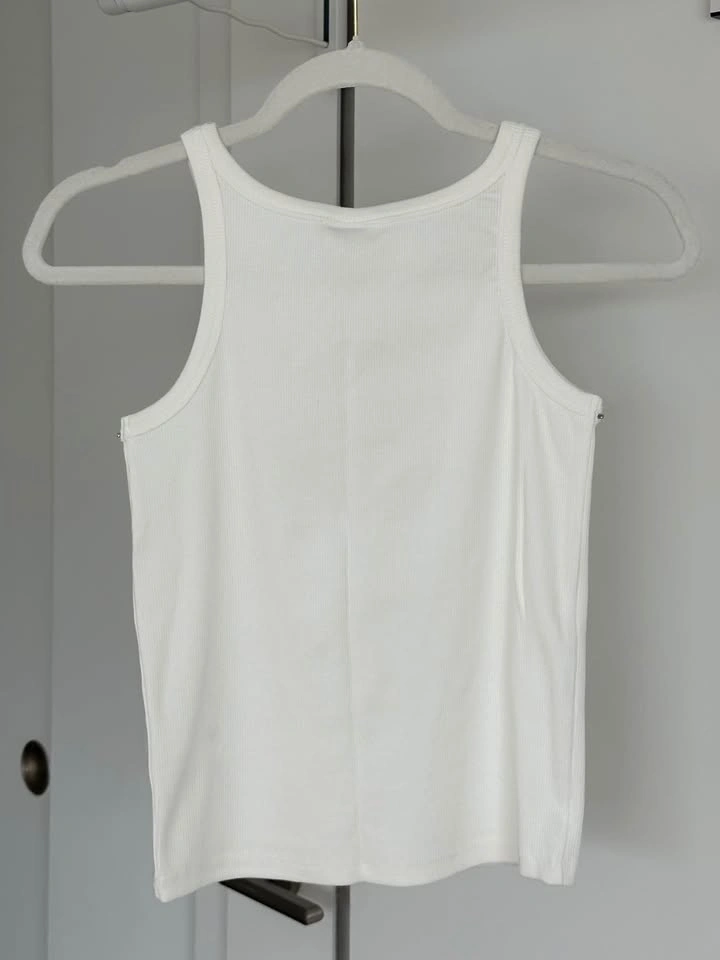 BNWT Zara Rhinestone White Ribbed Tank - photo 2