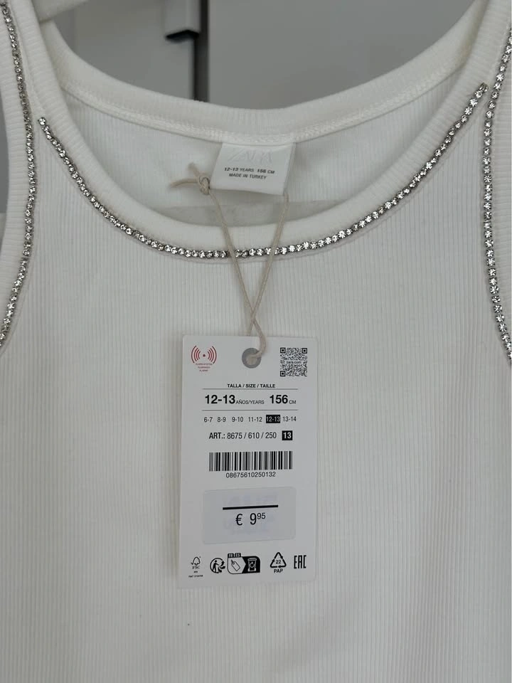 BNWT Zara Rhinestone White Ribbed Tank - photo 3