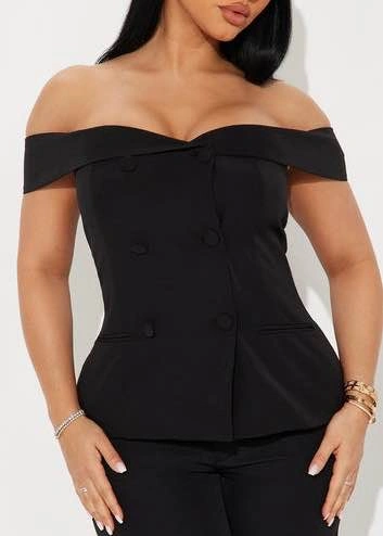 Fashion Nova Black Off Shoulder Peplum Top NWT