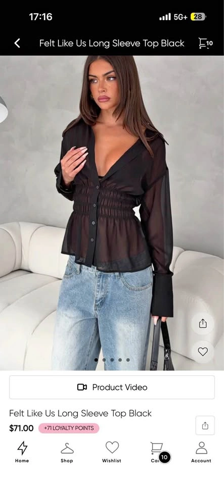 BNWT White fox long sleeve button up top