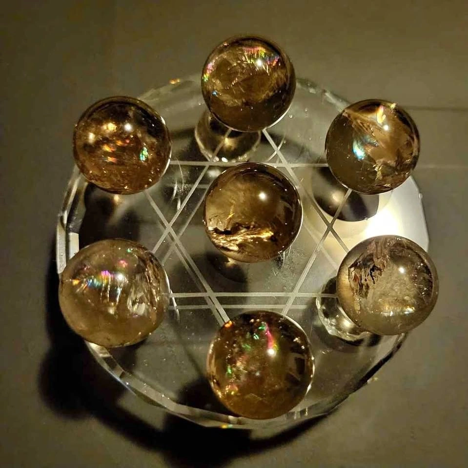 Crystal Grid with Smoky Quartz Spheres
