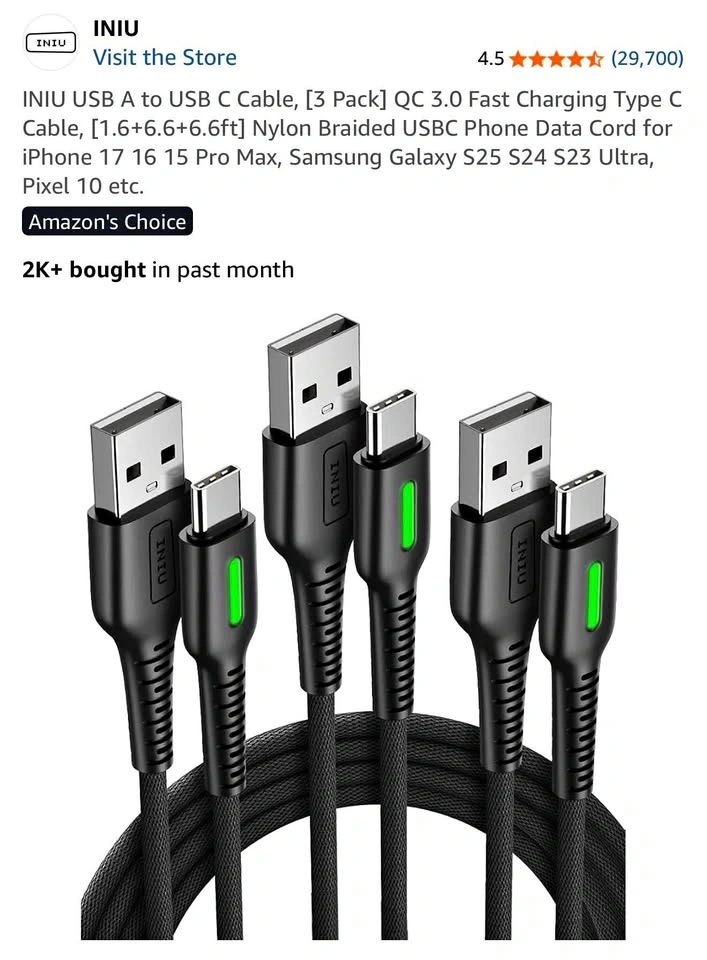 3pack USB-C Cable