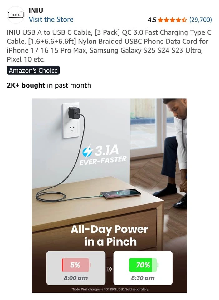 3pack USB-C Cable - photo 2