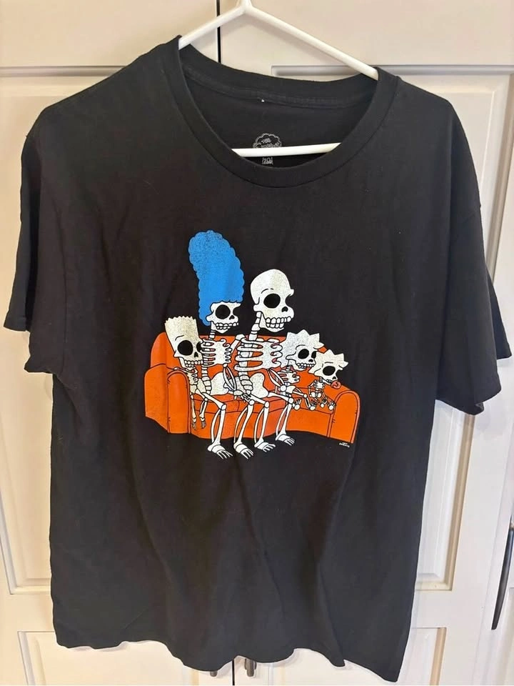 Mens The Simpsons Black Graphic Tee Large