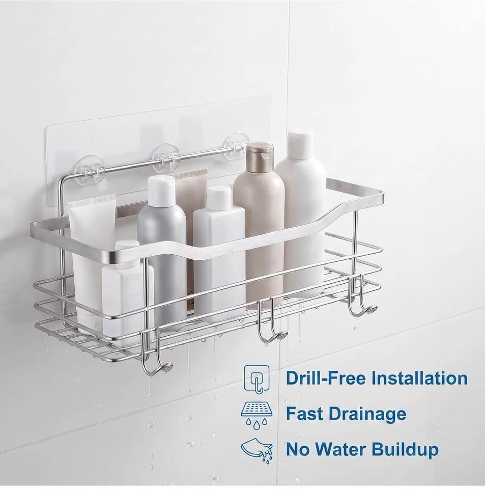 2 Pack No Drill Shower Caddy Stainless Steel with Hooks - photo 3