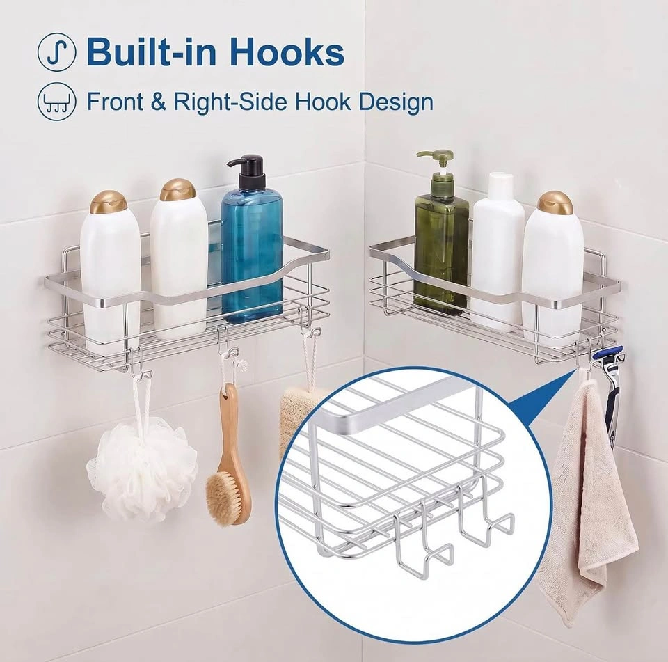 2 Pack No Drill Shower Caddy Stainless Steel with Hooks - photo 4