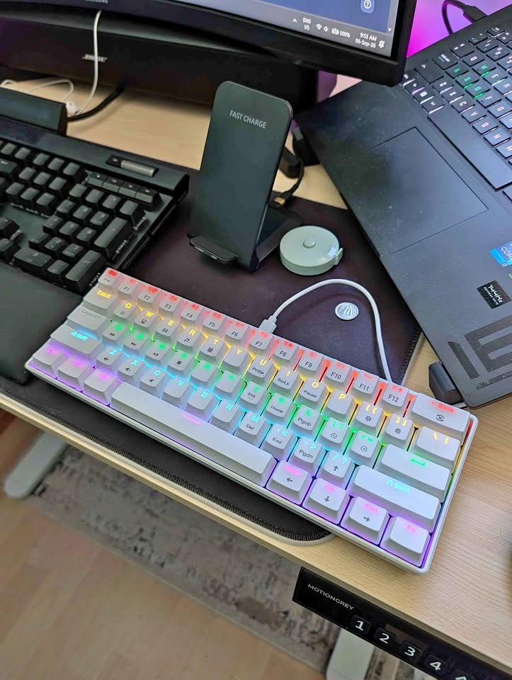 New K61 White RGB Mechanical Keyboard