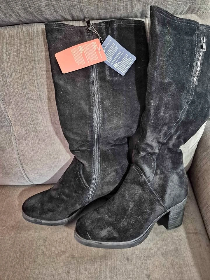 Black Suede Tall Boots Size 11