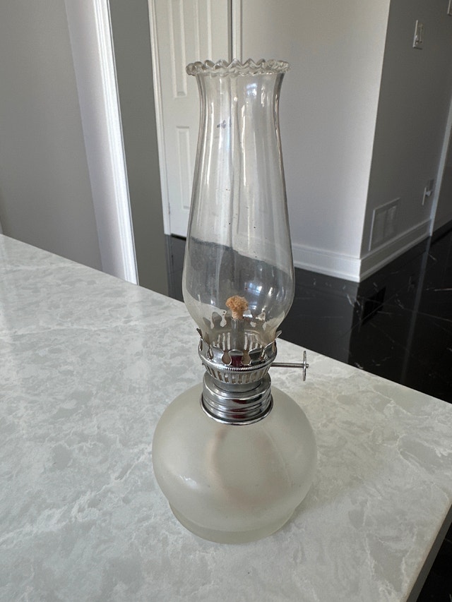 Vintage frosted glass oil lamp