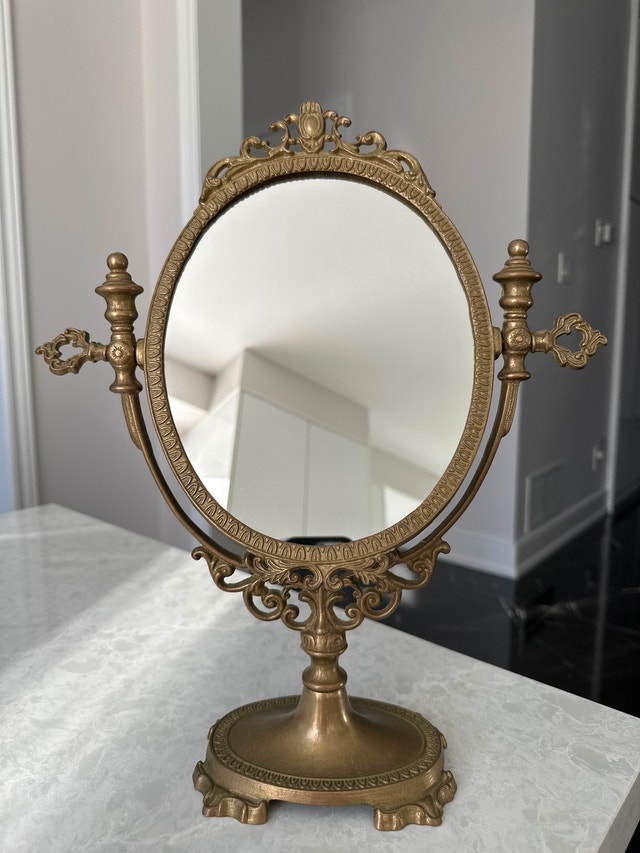 Vintage French-style ornate brass swivel vanity mirror - photo 2