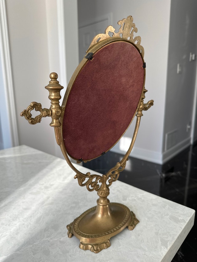 Vintage French-style ornate brass swivel vanity mirror - photo 4