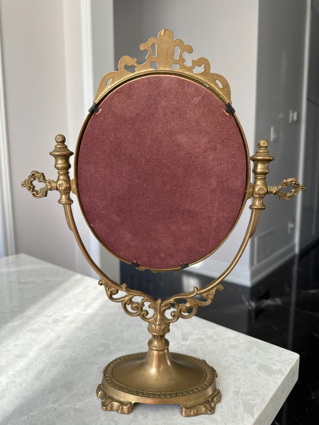 Vintage French-style ornate brass swivel vanity mirror - photo 5