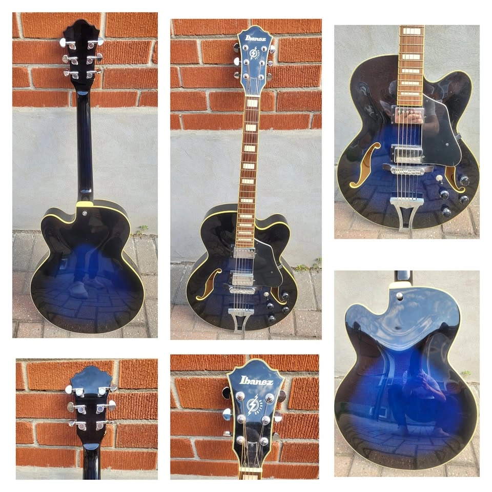 $450 Ibanez AF75 Semi-hollow Guitar - Transparent Blue Sunburst