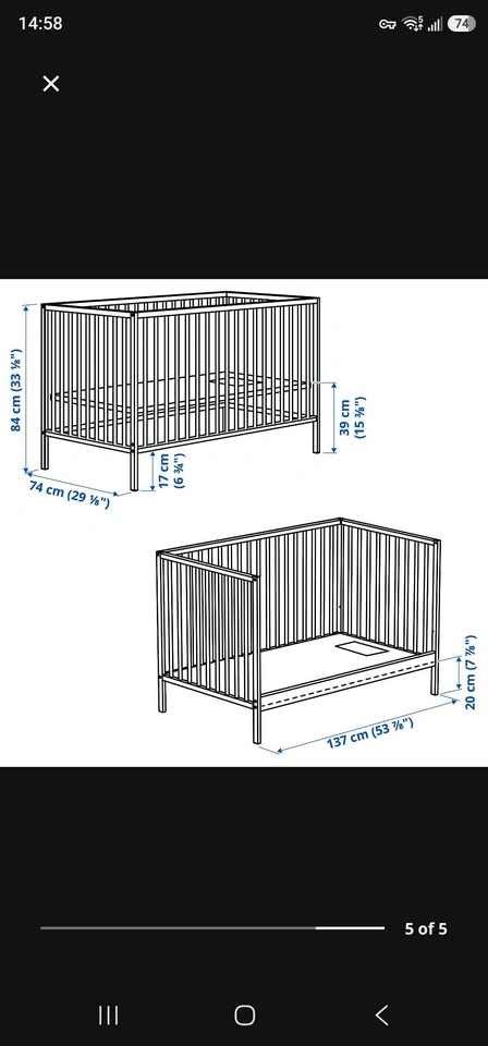 Sniglar Crib / Convertible Toddler Bed with Mattress - photo 3