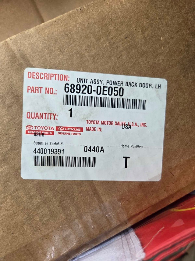 Toyota Highlander Power Back Door Unit Assy 68920-0E050
