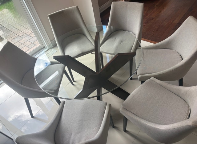 Glass Dining Table and Six Chairs