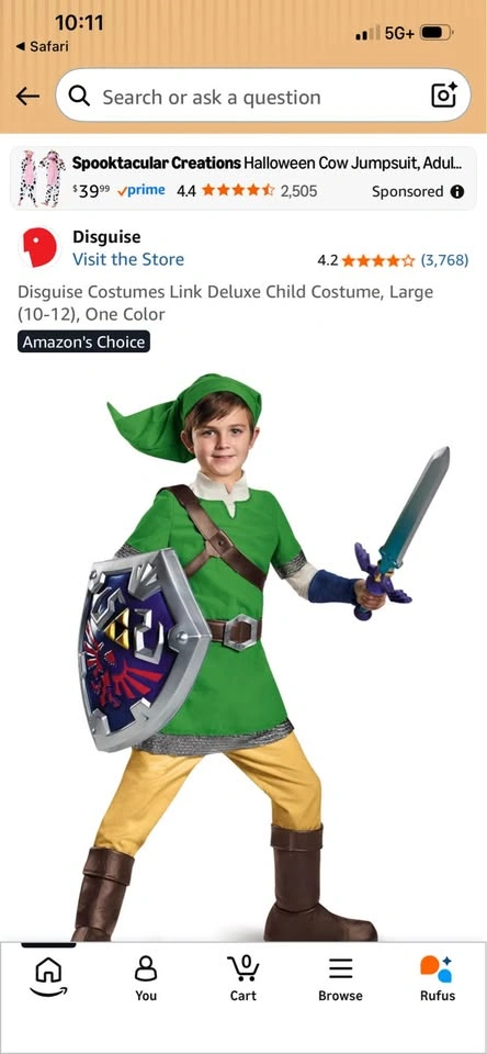 Disguise Link Deluxe Child Costume, Large (10-12) - photo 2