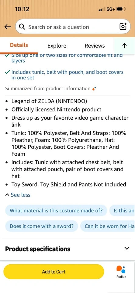 Disguise Link Deluxe Child Costume, Large (10-12) - photo 4