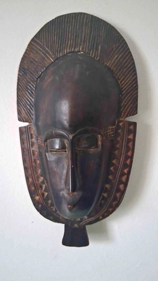 Hand-Carved Wooden Baule Mblo Portrait Mask